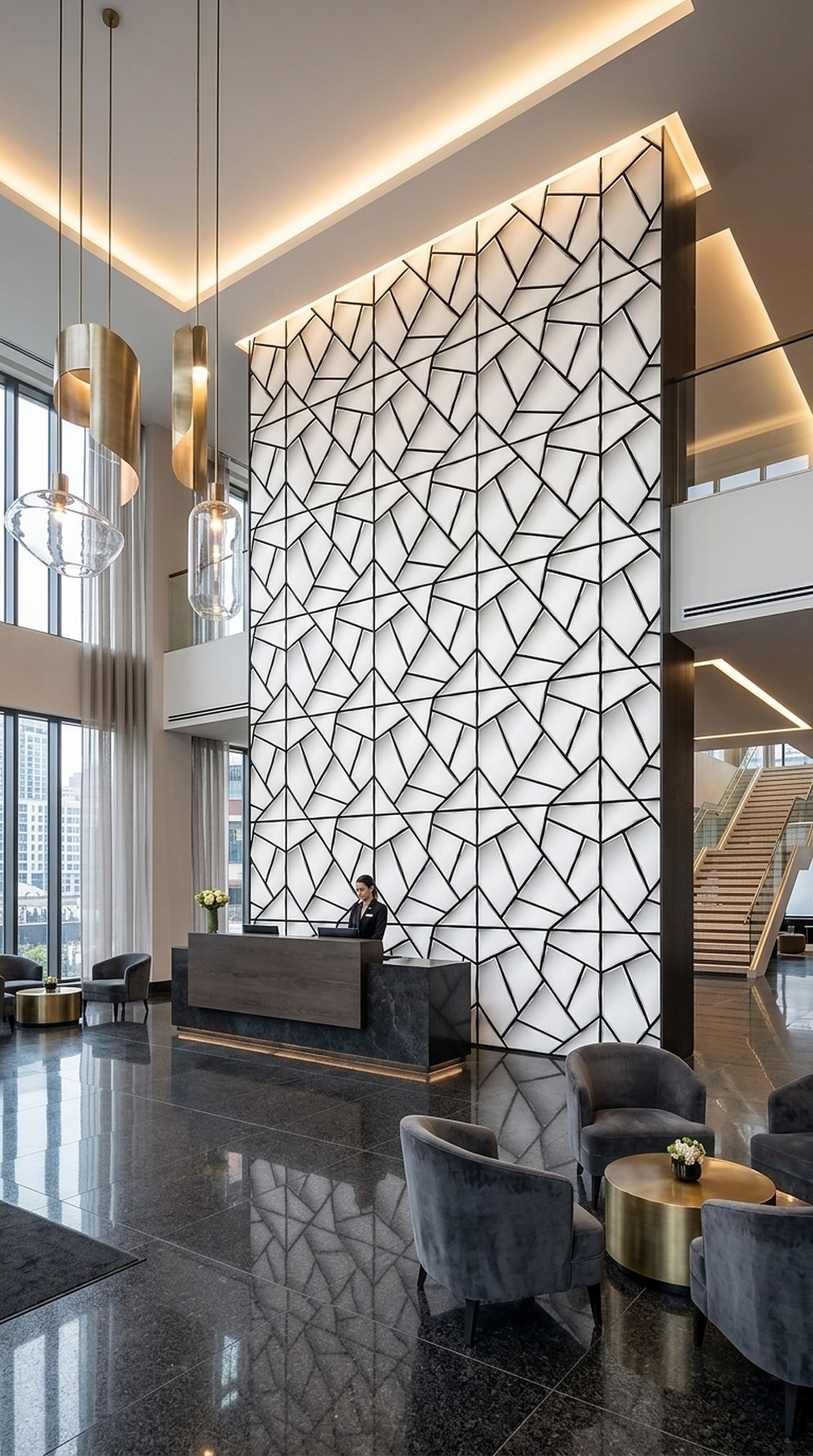 Silver Geometric Mirror Panel — Silver mirror wall panel