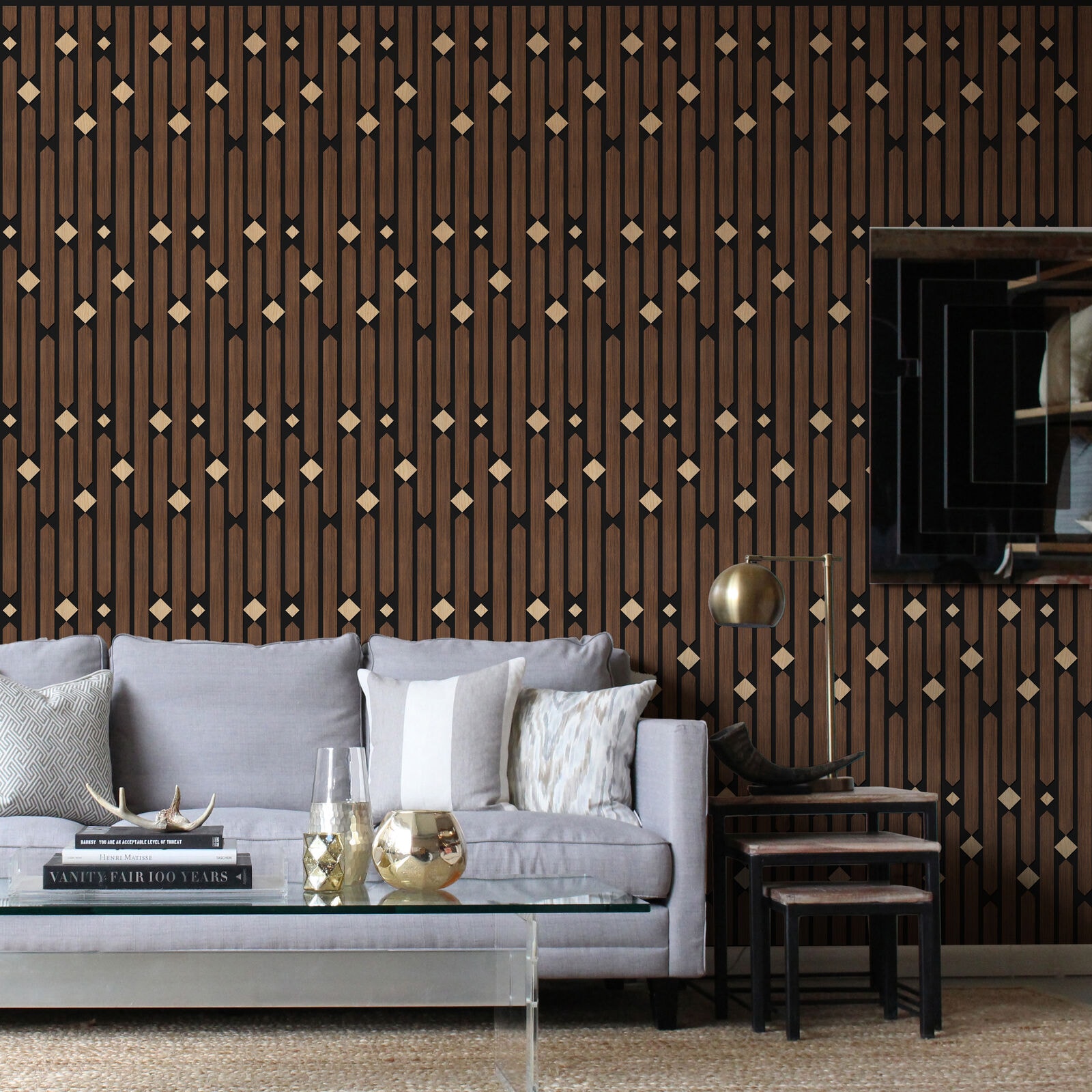 HJ01TQ86 Two-Tone Accent Panel — Cassia Siamea + White Oak acoustic wall panel
