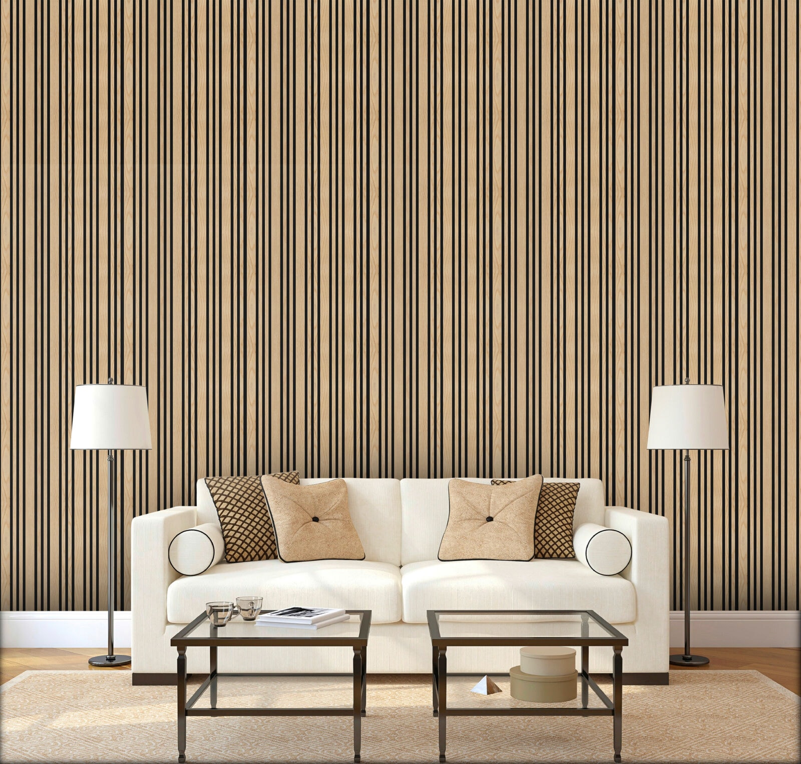 MJ01YF01 Premium Slat Wall Panel — White Oak acoustic wall panel
