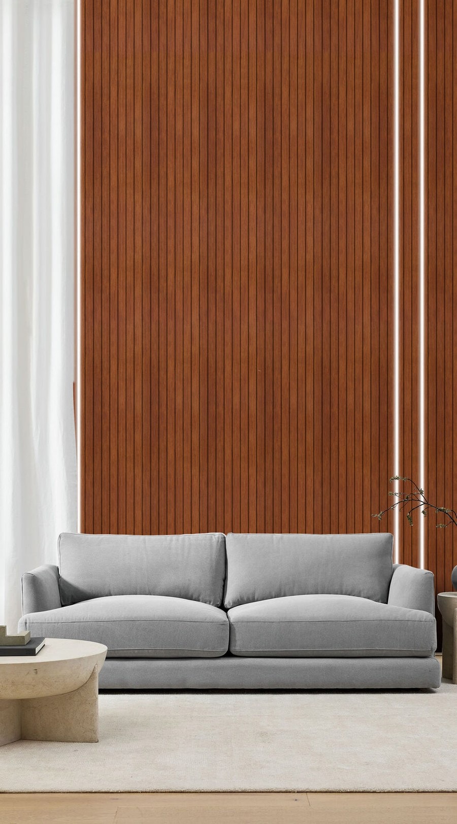 MJ02F02 Slat Wall Strip — PVC Cherry acoustic wall panel