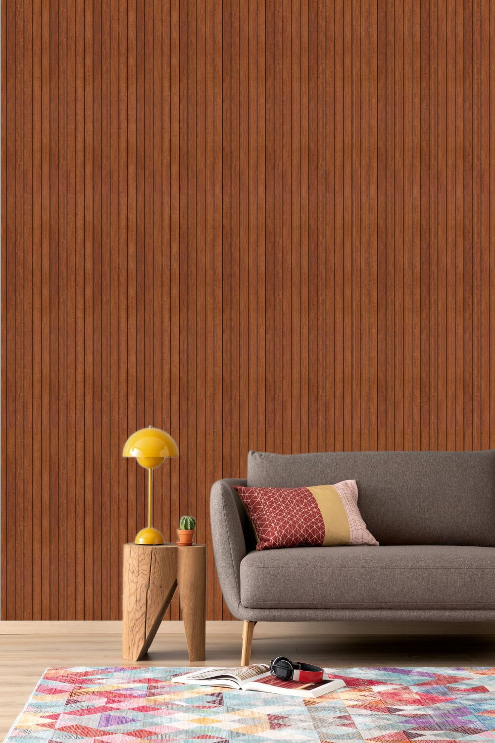 MJ02F03 Slat Wall Strip — PVC Cherry acoustic wall panel