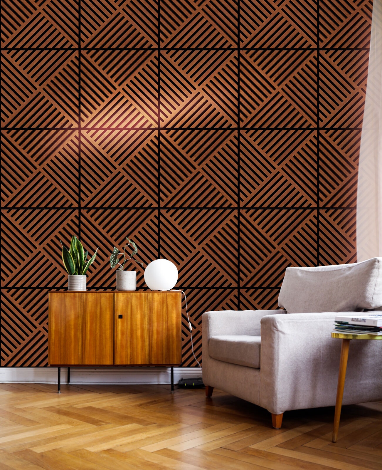 MJ01TF08 Slatted Panel — PVC Cherry acoustic wall panel